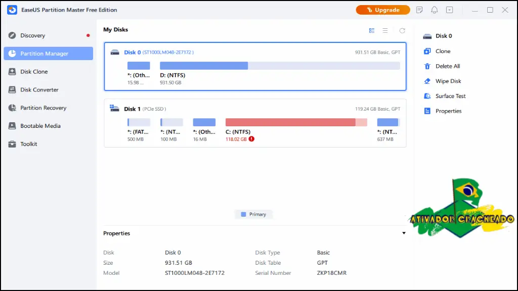 EaseUS Partition Master Grátis Crackeado